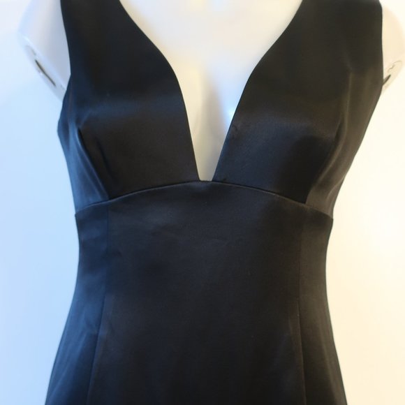 NWT Womens L'Agence Black Sleeveless Satin Sheath Dress 6 * - Picture 6 of 12
